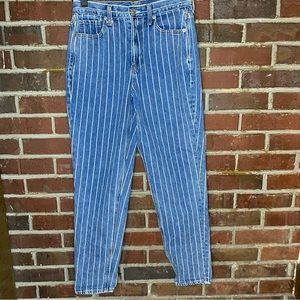 American Eagle Outfitters Blue and White Striped High Rise Jeans (size 2)